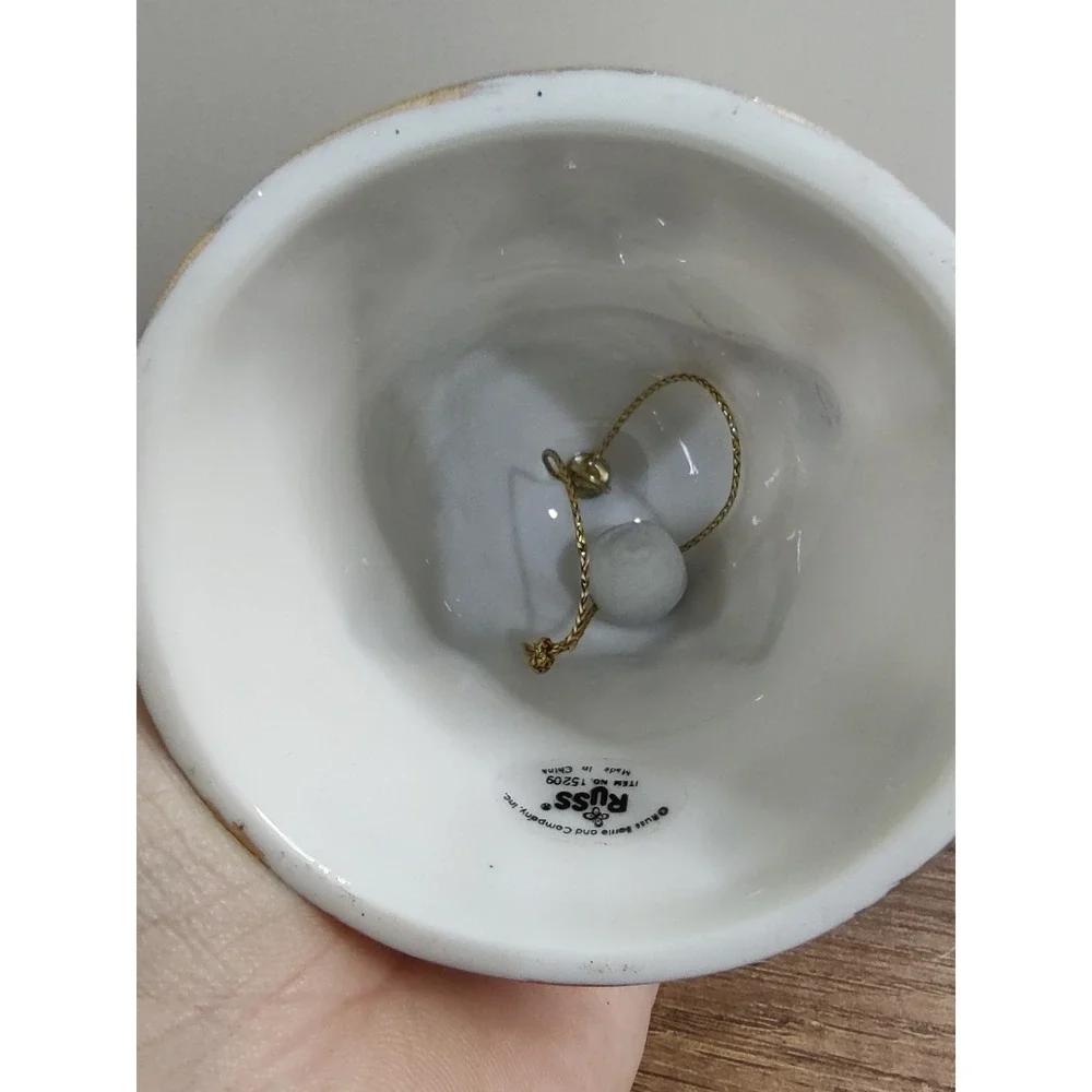 VTG Porcelain Russ Berries Angels Over City Gild Tone Star Bell S11